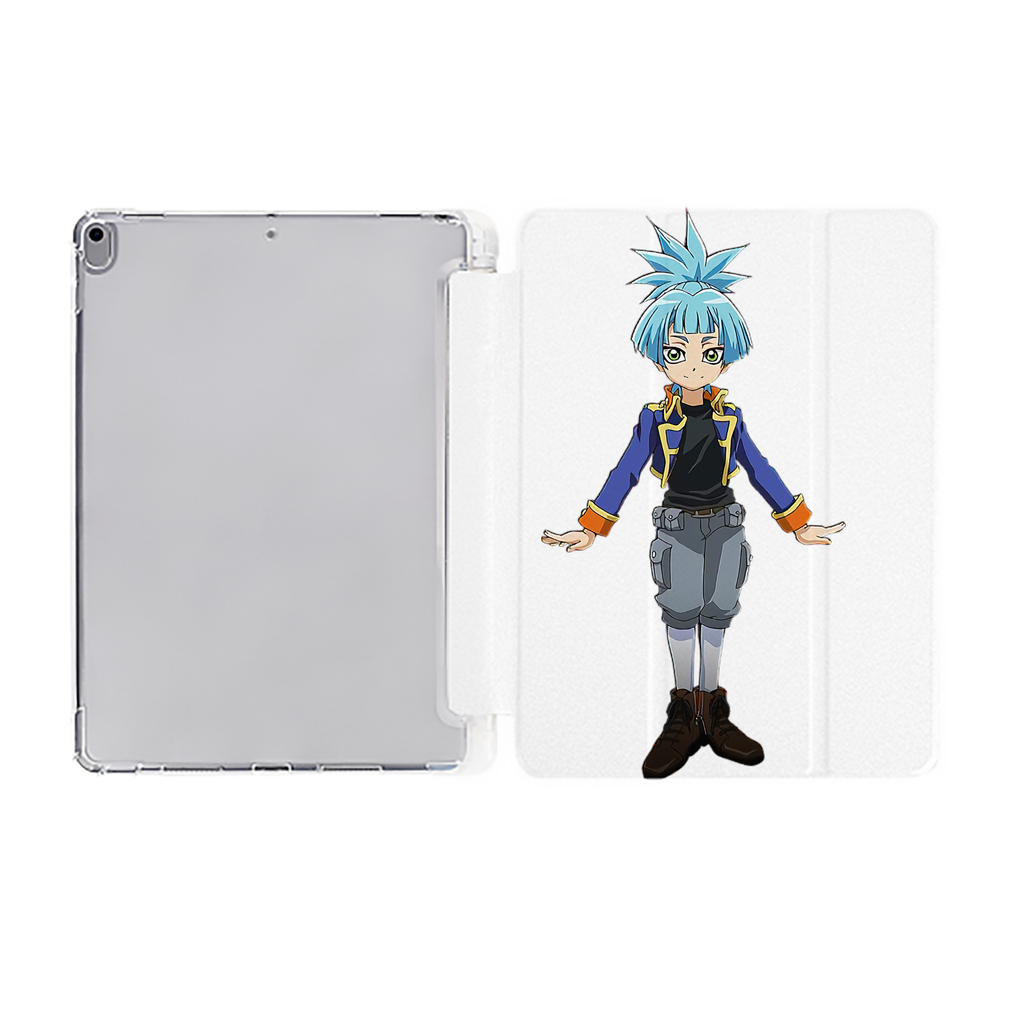 （画像用） 遊☆戯☆王 Yu-Gi-Oh! IPad ケース ペン収納付き 三つ折りスタンド PUレザー×シリコン 対応機種9.5/10.5/10.9インチ